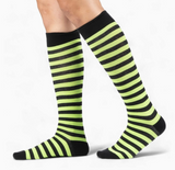 Electric Lime and Black Stripes Knee High Socks