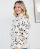 Black Mushroom Pullover Fleece Hoodie