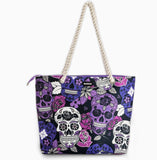 Skullistic Sugar Skull Purple Shoulder Beach Bag