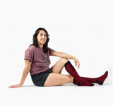 Cherry and Black Stripes Knee High Socks