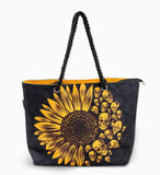 Skullistic Sunflower Skulls Shoulder Beach Bag