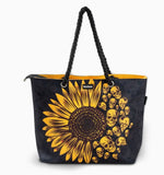 Skullistic Sunflower Skulls Shoulder Beach Bag