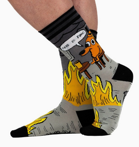 This is Fine: Noir Edition Crew Socks