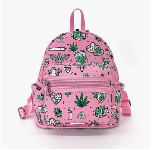 cactus mini backpack Pink 420 Weed Magical High Mini Backpack in Vinyl – Universe In The Clouds