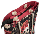 Skullistic Vintage Flower Skull Shoulder Beach Bag