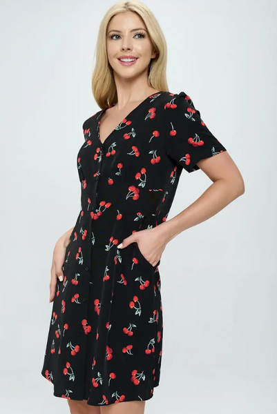 Black Dress with Cherries On It