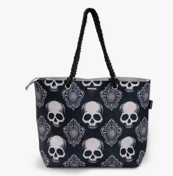 Skullistic Gothic Black Skull Shoulder Beach Bag
